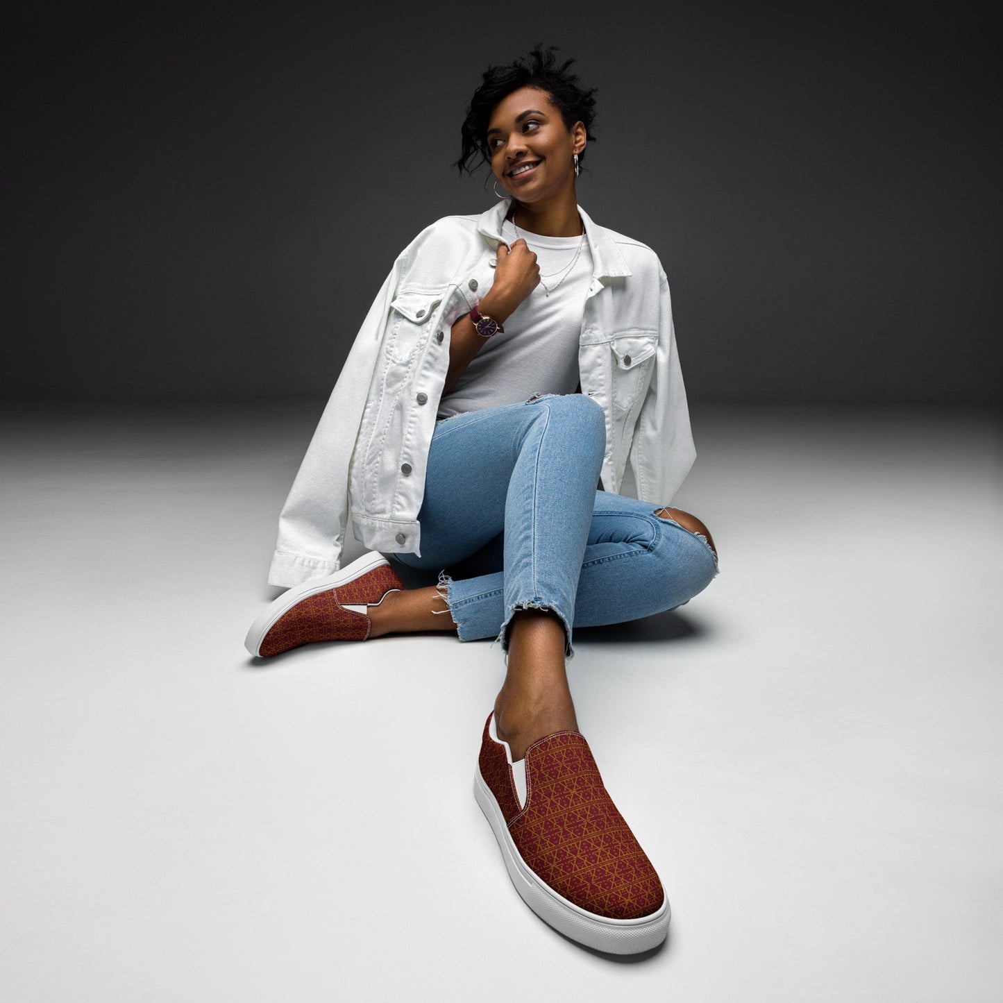 Burgundy Women's Slip on shoes-13