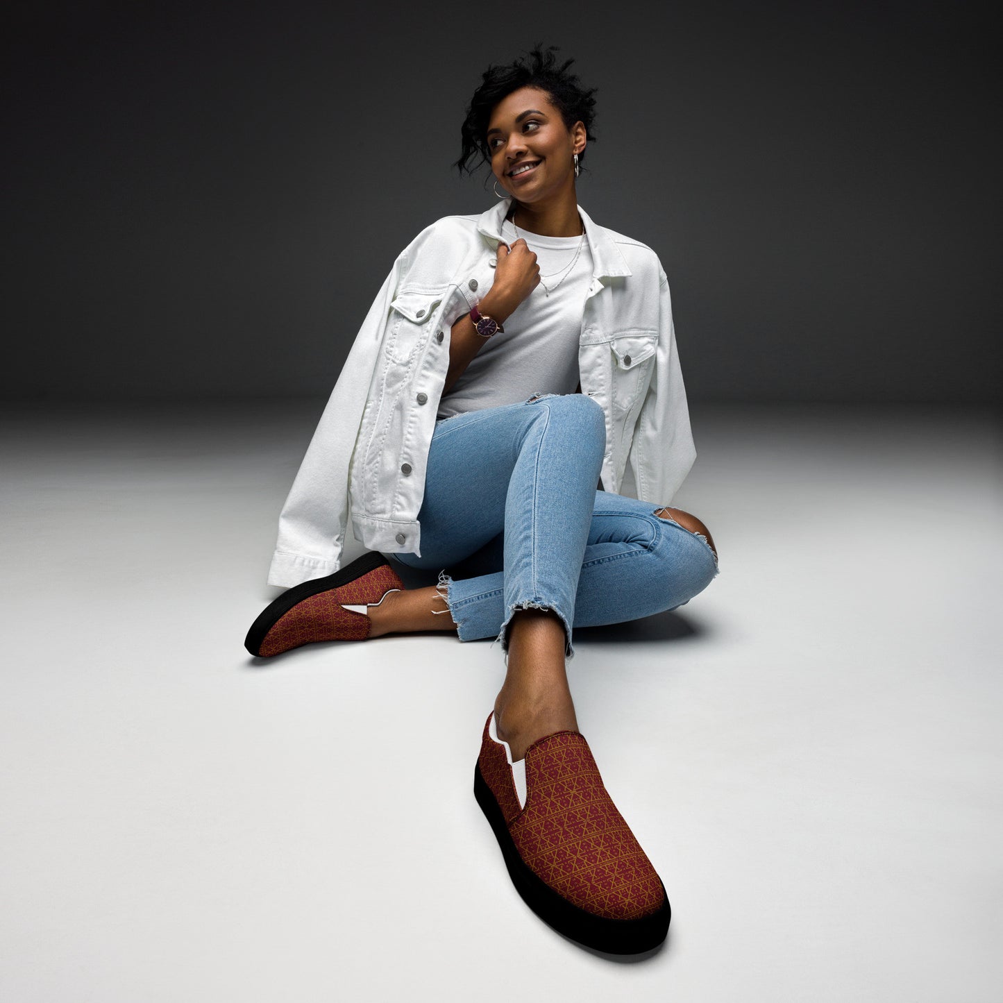 Burgundy Women's Slip on shoes-0