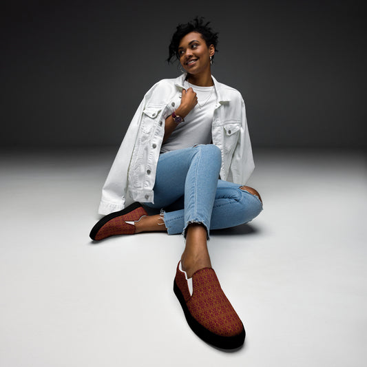 Burgundy Women's Slip on shoes-0