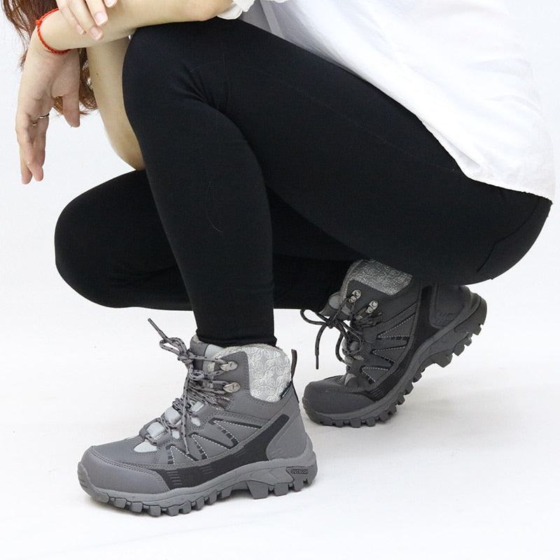 Hiking Shoes Waterproof Mountain Keep Warm Non-slip PU Leather Snow Mountain Hunting Shoes Outdoor Fashion Winter-4