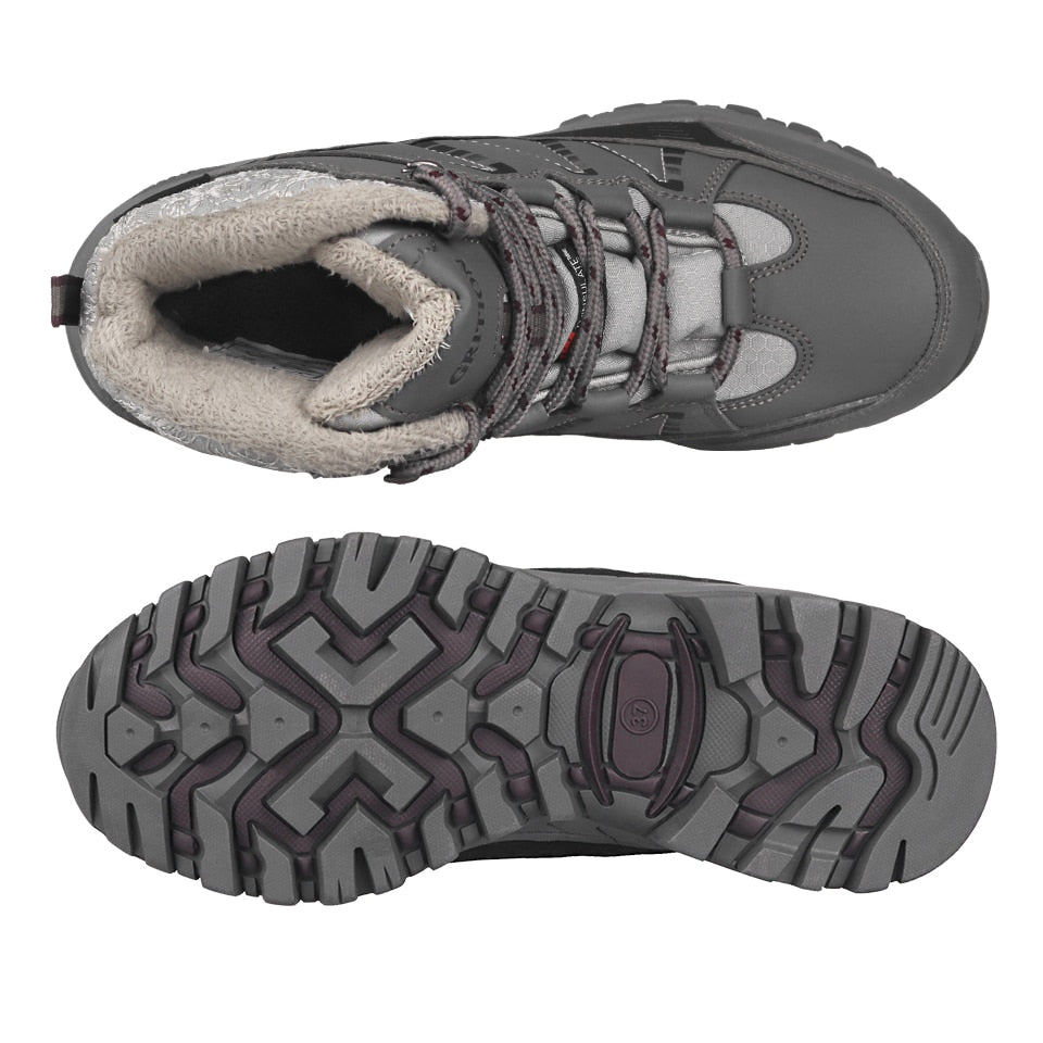 Hiking Shoes Waterproof Mountain Keep Warm Non-slip PU Leather Snow Mountain Hunting Shoes Outdoor Fashion Winter-3